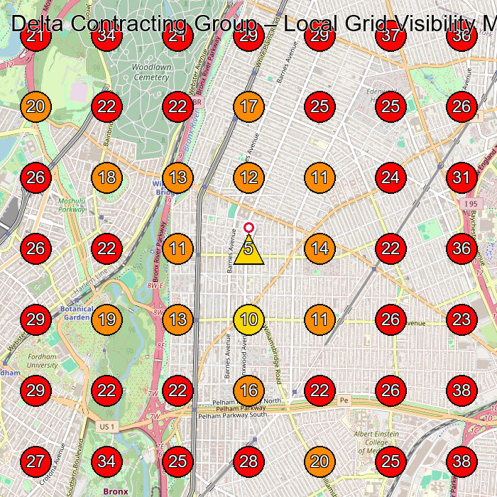 Delta Contracting Group GeoGrid visibility map for Construction Company in Bronx